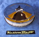 Chrome Air Cleaner 9 inch with a 2 inch element - Holley 4 barrel diameter 5' 1/8' inch neck