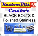 Ford Cleveland V8 Bolt Kit - Complete replacement standard black engine bolts & polished stainless button heads for valve covers & Mirror topz for intake manifold and headers [Combo'z]