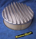 Air Cleaner 14 inch Polished Raised Fins - Holley diameter 5' 1/8' inch neck & 3 inch tall element & Flat base