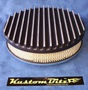 Air Cleaner 9 inch Flat Top Finned BLACK with 2 inch element - Holley diameter 5' 1/8' inch neck
