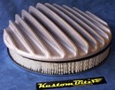 Air Cleaner 14 inch Polished Raised Fins - Holley diameter 5' 1/8' inch neck & 2 inch tall element & Recessed base