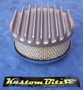 Air Cleaner 6 inch Flat Top Finned - Holley diameter 5' 1/8' inch neck - Shot blasted raw alloy finish