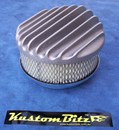 Air Cleaner 6 inch Raised Fins - Stromberg single barrel diameter 2' 5/16' inch neck - Shot blasted raw alloy finish